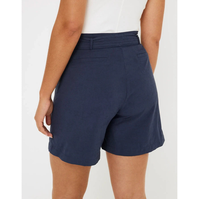 Bermuda Corta con Cinturón Azul Marino - Valiana