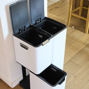 Poubelle de tri inox HAJA 60L 3bacs