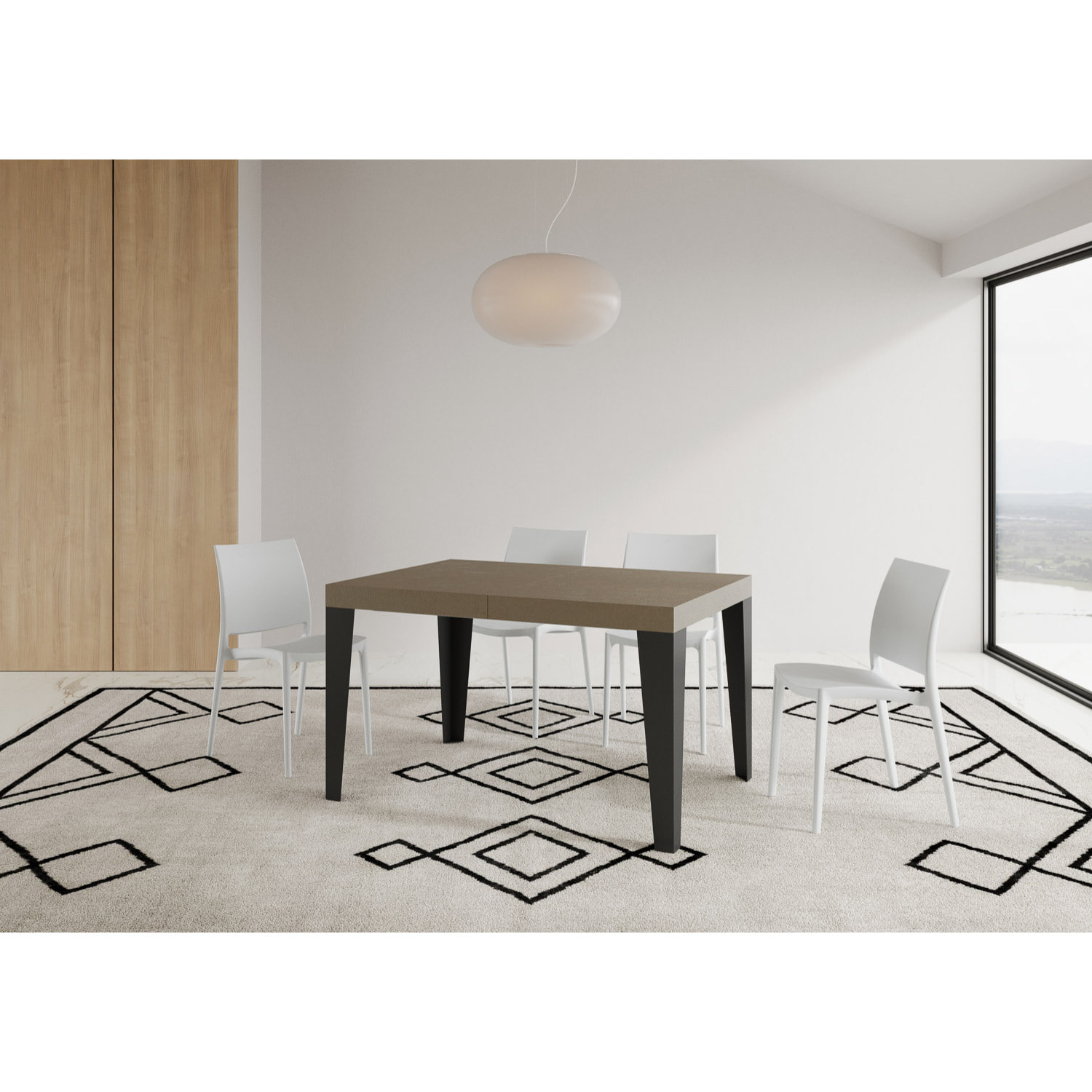 Tavolo allungabile 80x140/224 cm Flame tortora telaio Antracite