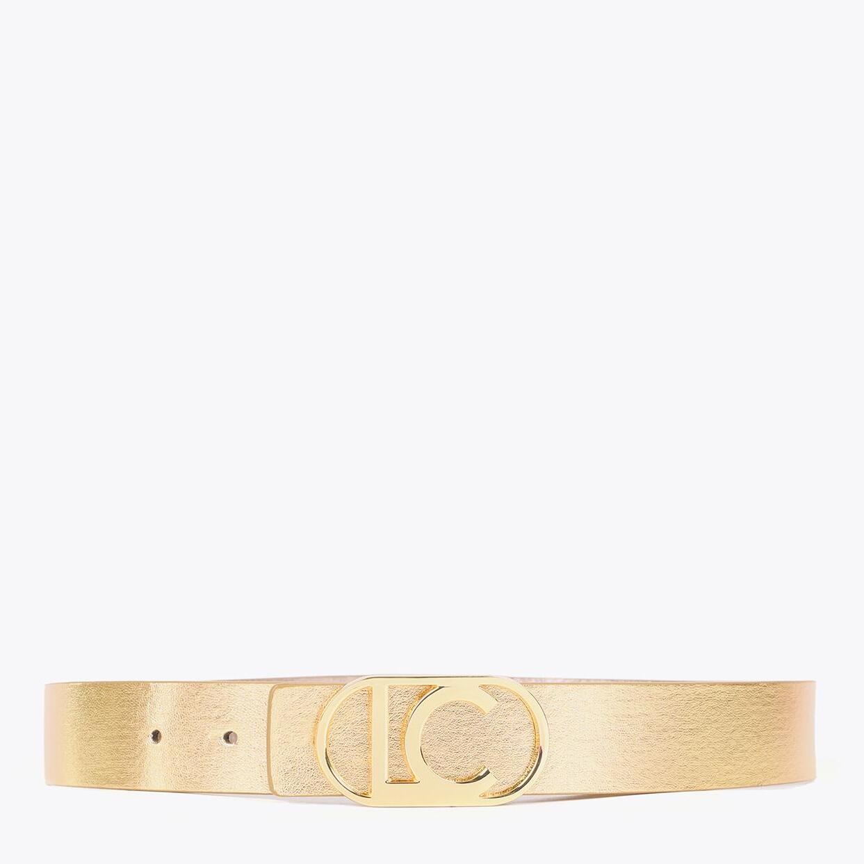 Cintura Reversibile con Fibbia Ovale Metallizzata