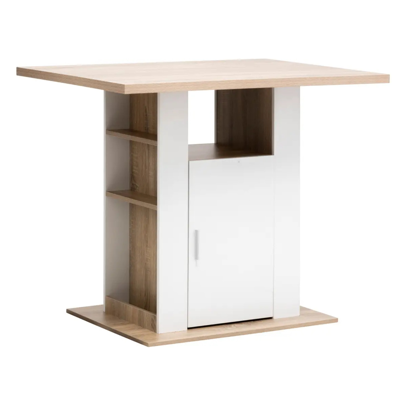 Ilot de cuisine effet bois naturel blanc 90x110cm