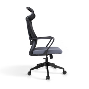 Silla de estudio Ethan tela gris y negro 128x63x66 cm