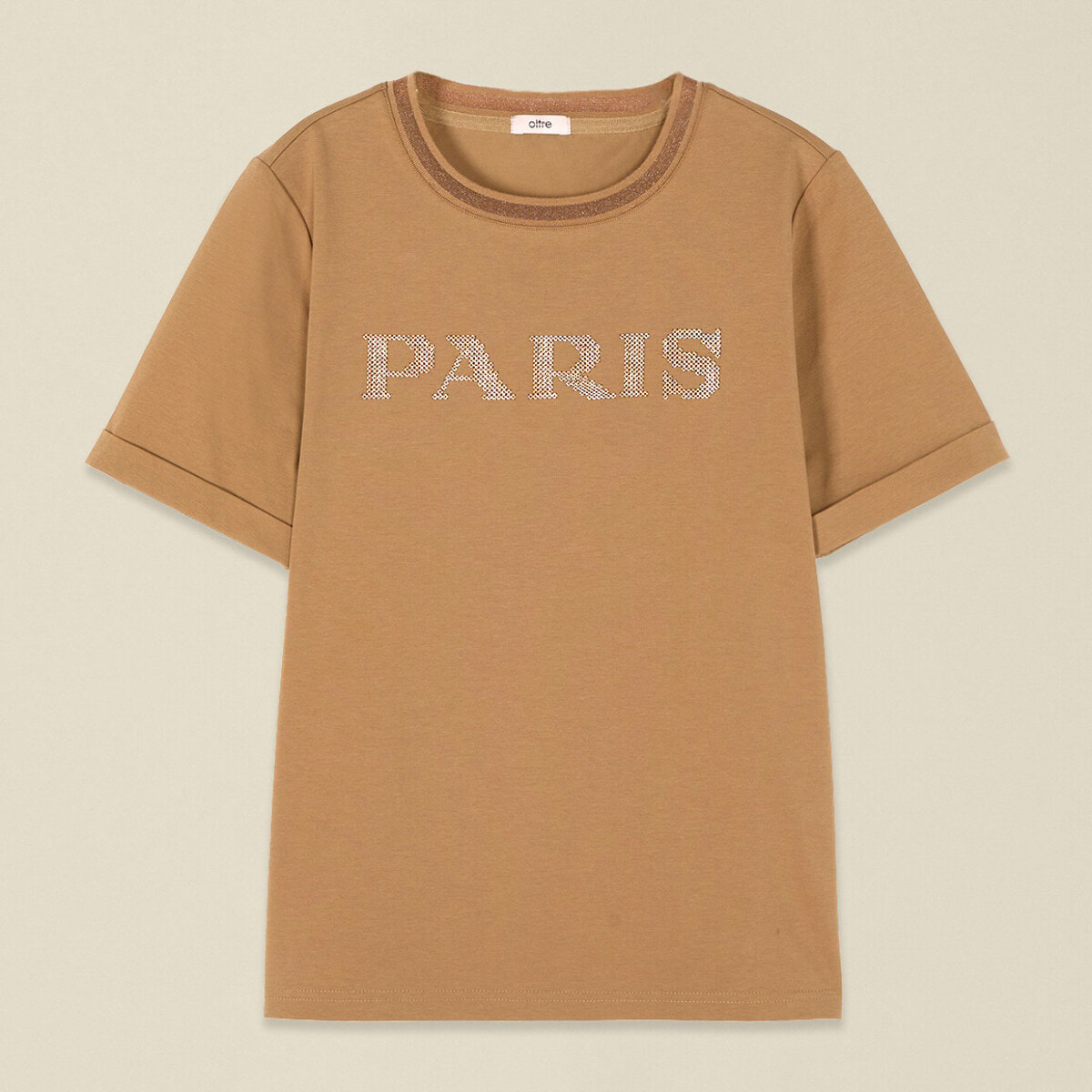 Oltre - Camiseta con bordado de letras - Beige