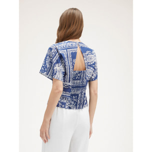 Motivi - Blusa a kimono fantasia foulard - Blu