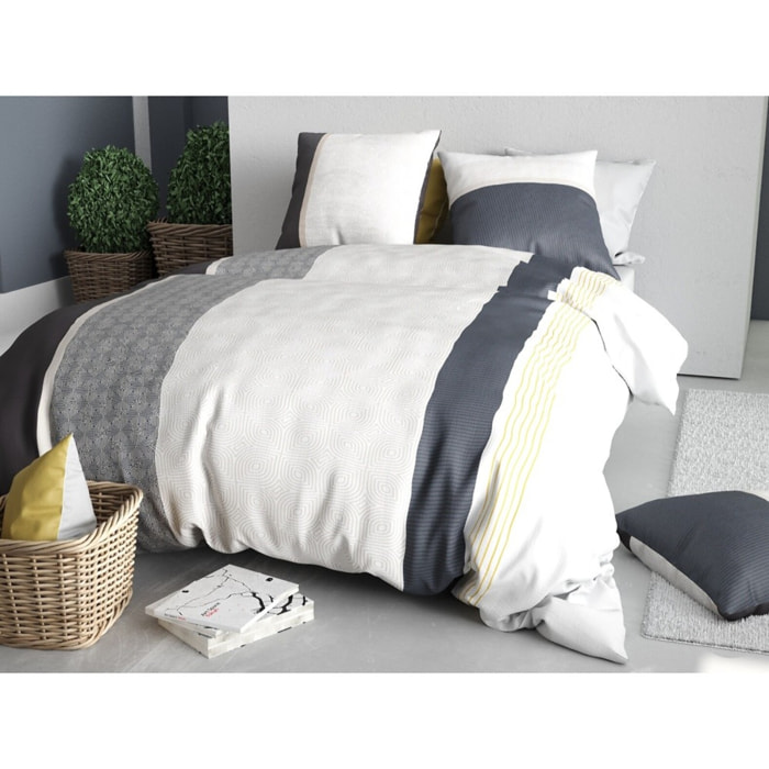 Parure housse de couette 100% coton 57fils + 2 taies Stratus