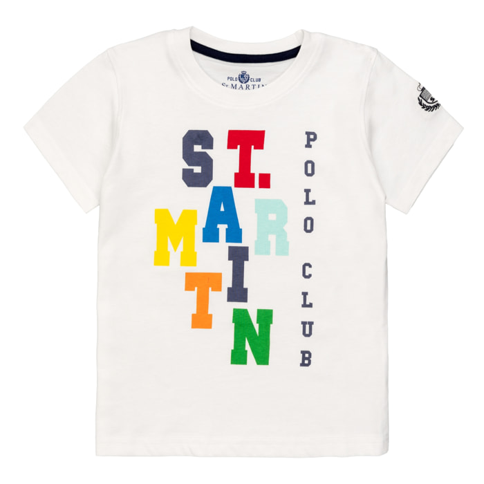 T-shirt maniche corte con stampa logo multicolor