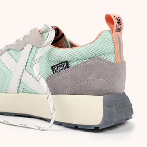 Sneakers de diseño running elegante verde menta y salmón MUNICH XEMINE WMN 107