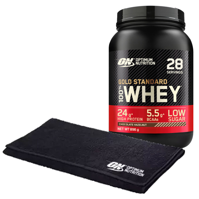 Proteine Isolate in Polvere Cioccolato alle Nocciole 896g Gold Standard 100% Whey con Aminoacidi + Asciugamano