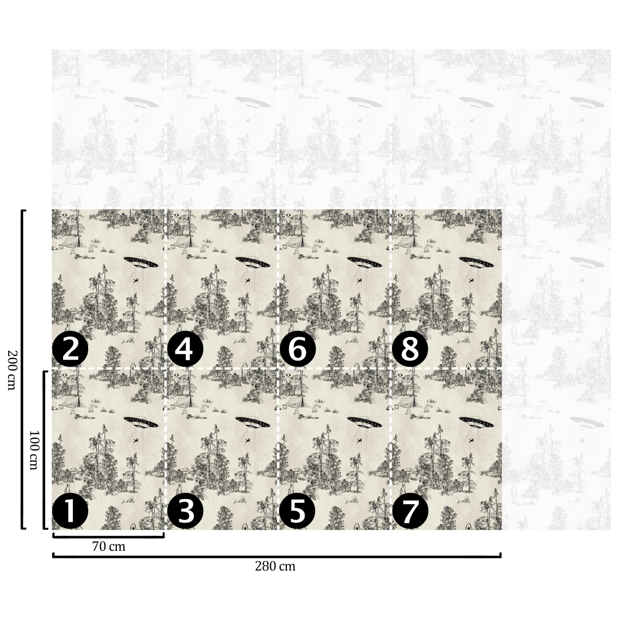 Carta da Parati Toile de Jouy Ufo