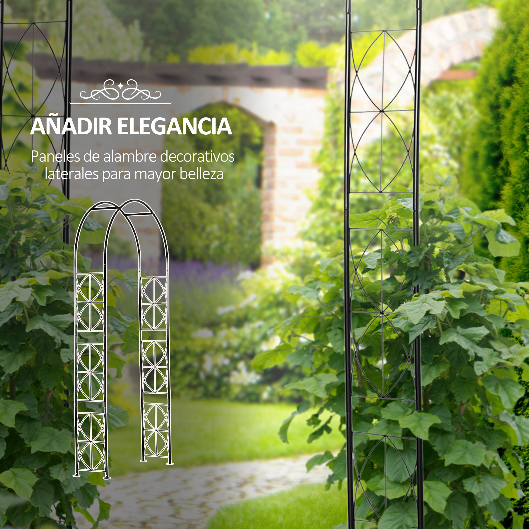 Arco de Jardín de Metal Arco de Rosas Arco de Boda Diseño Enrejado para Plantas Trepadoras para Decoración Patio Terraza 114x30x230 cm Negro