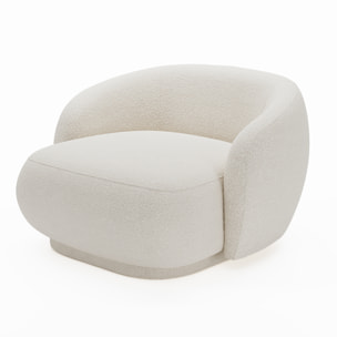 Loveseat Joshua - Fauteuil 1 place et demie en tissu bouclette crème