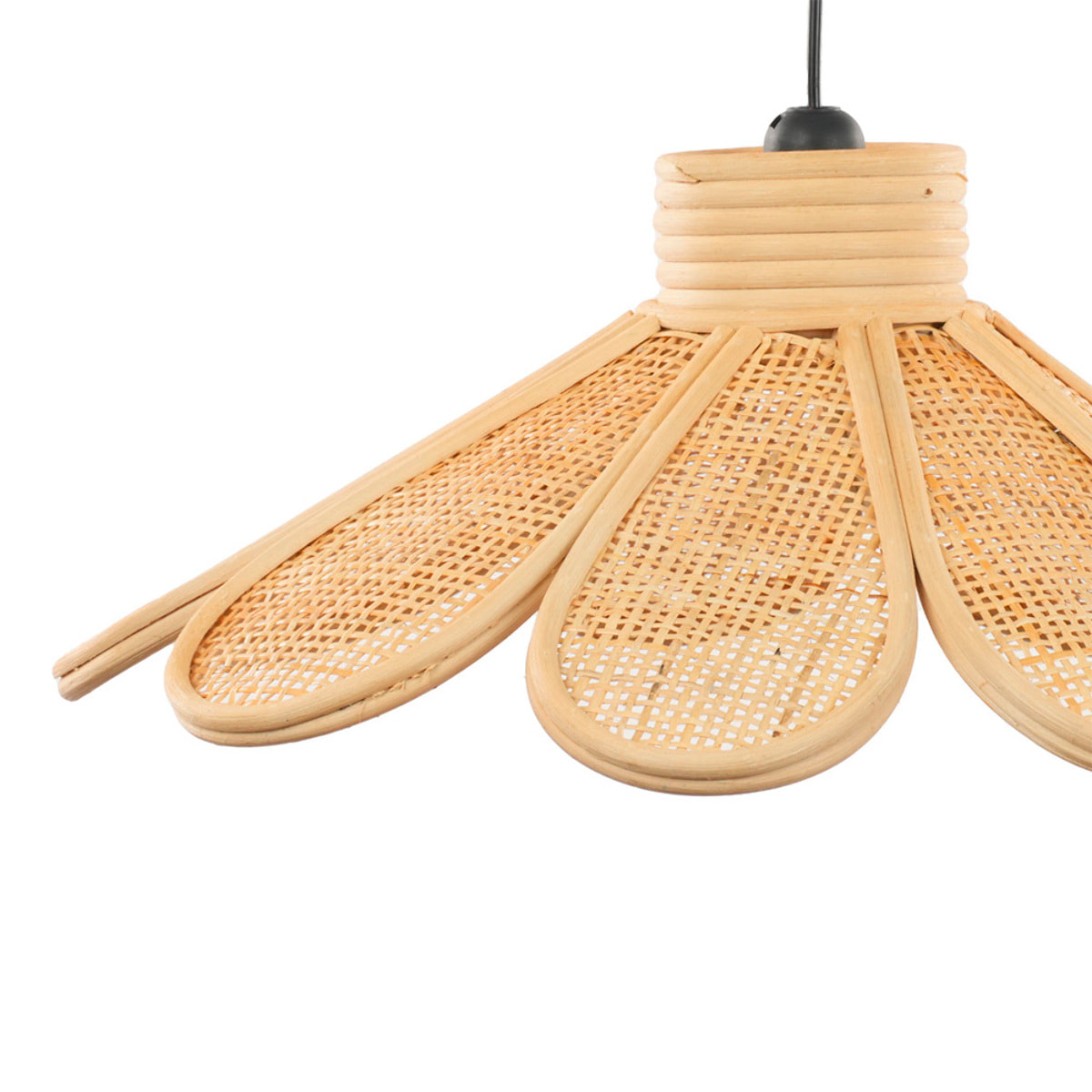 Suspension fleur rotin naturel