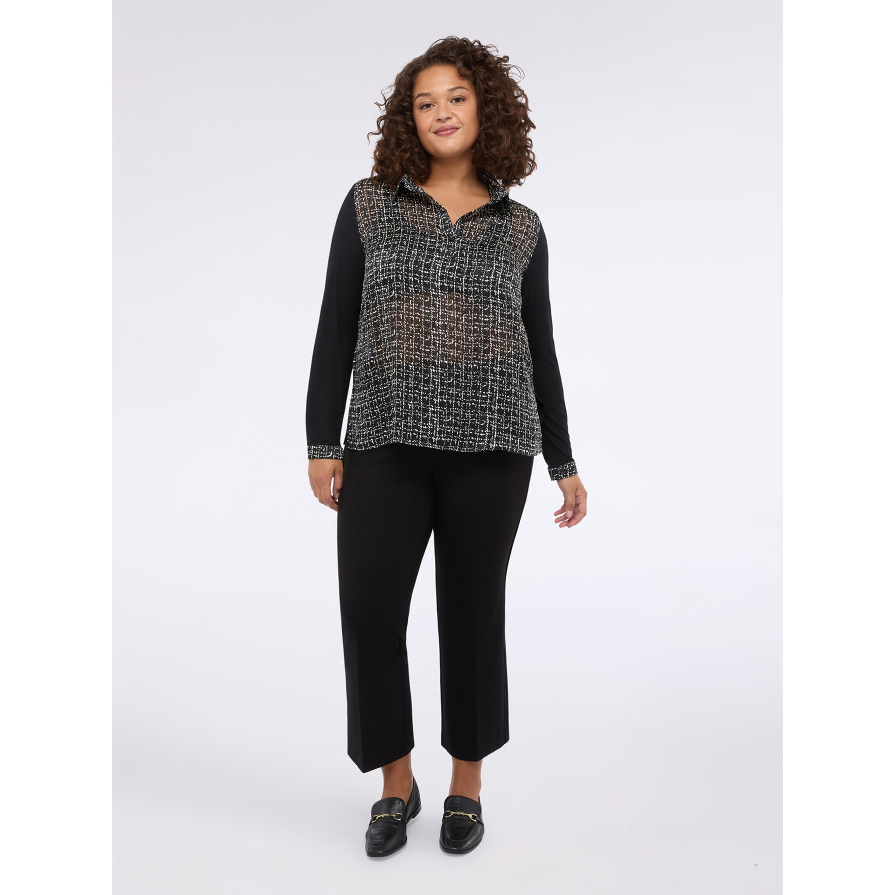 Fiorella Rubino - T-shirt bimaterica con stampa - Nero