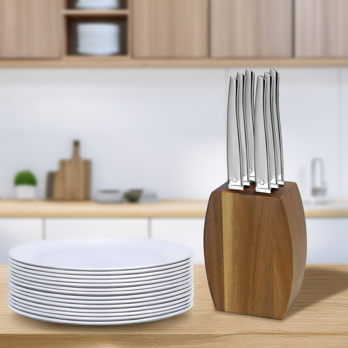 Jet Satin - Bloc bois d'acacia 6 couteaux steak