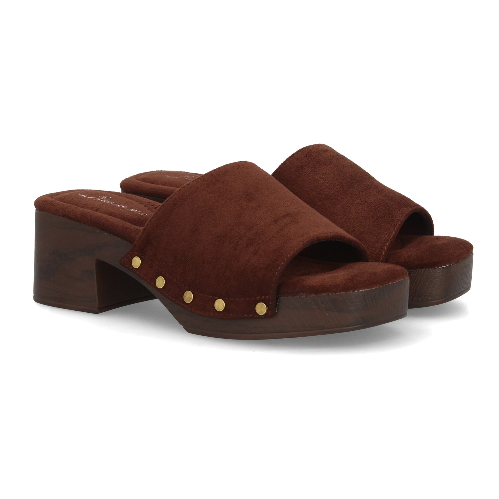 Zueco mujer tacón cómodo verano con tachuelas