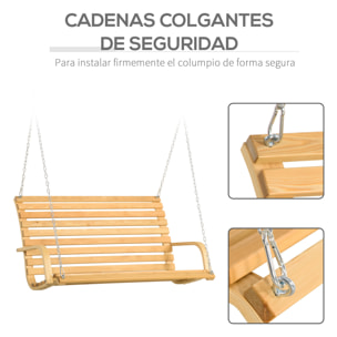 Banco Columpio de Madera de 2 Plazas Tipo Balancín Colgante Jardín 141,5x51x78cm