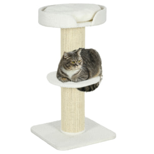 Árbol Rascador para Gatos Altura 91 cm Árbol para Gatos Torre para Gatos de 3 Niveles con Nido Plataforma y Poste de Sisal 45x45x91 cm Crema