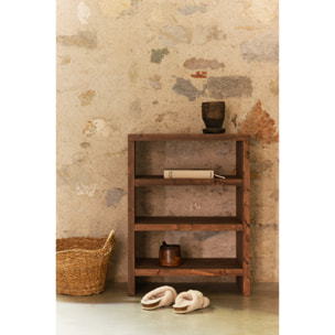 Étagère à chaussures en bois massif ton chêne foncé 80x60cm Hauteur: 80 Longueur: 60 Largeur: 35