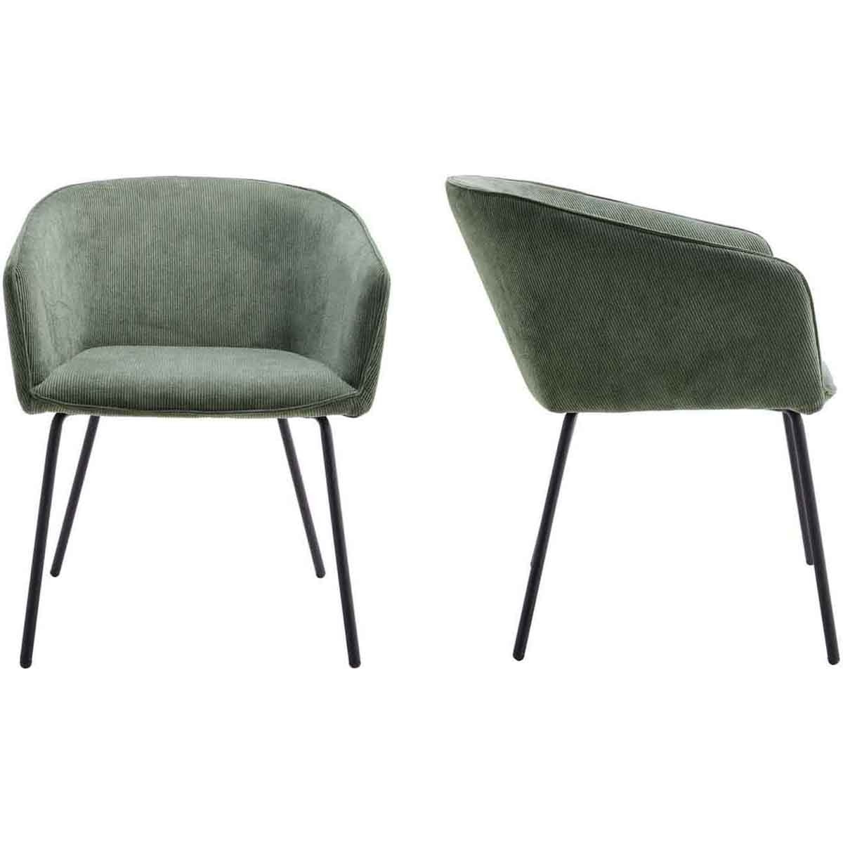 Lot de 2 fauteuils de table en velours côtelé - SWANN