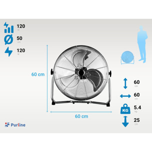 Ventilateur industriel 120W avec 3 pales et 3 vitesses