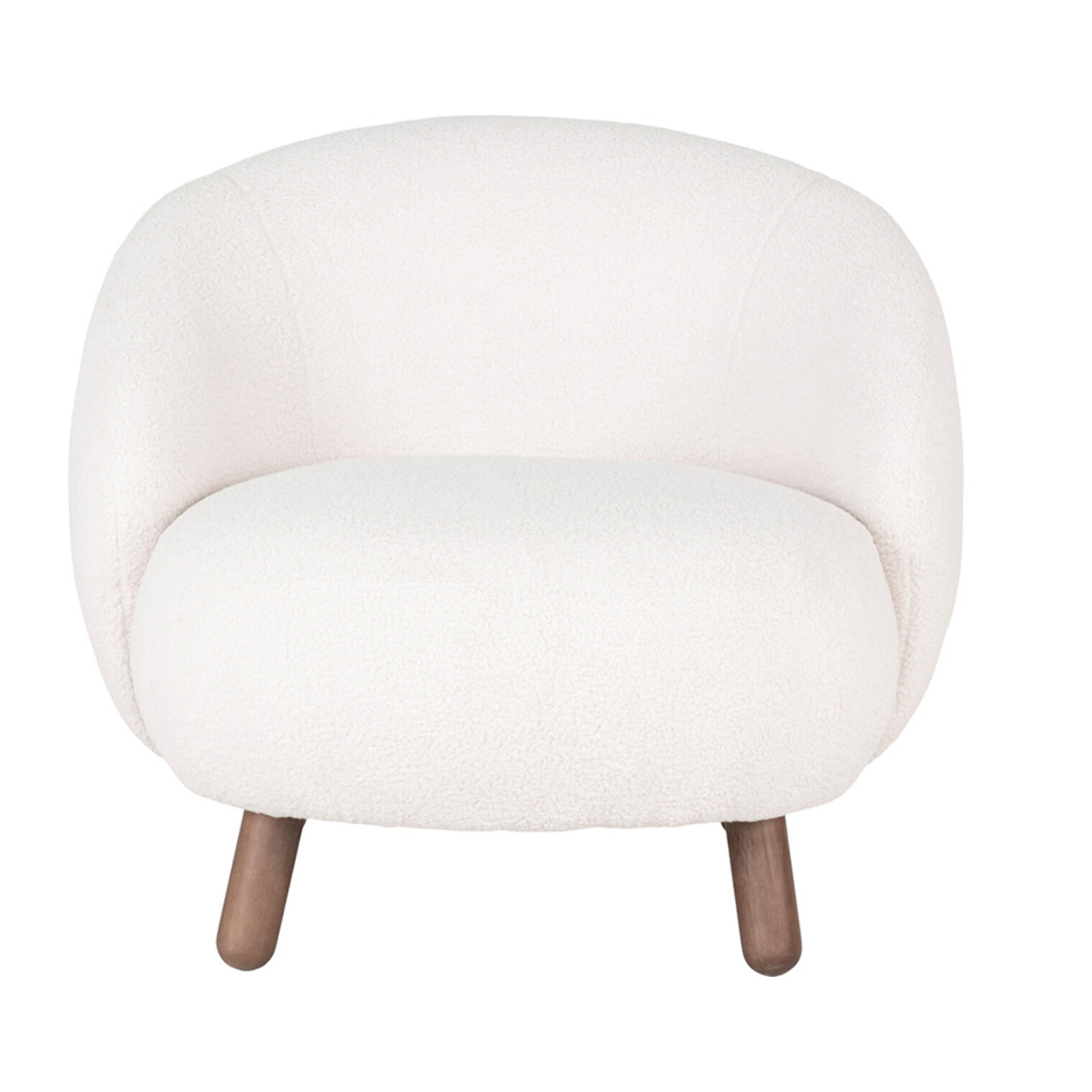 Nayeli - fauteuil avec pieds en bois d'hévéa - en tissu bouclette - Blanc