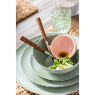 J-Line assiette Profonde Eclaboussures - porcelaine - menthe - 4 pcs