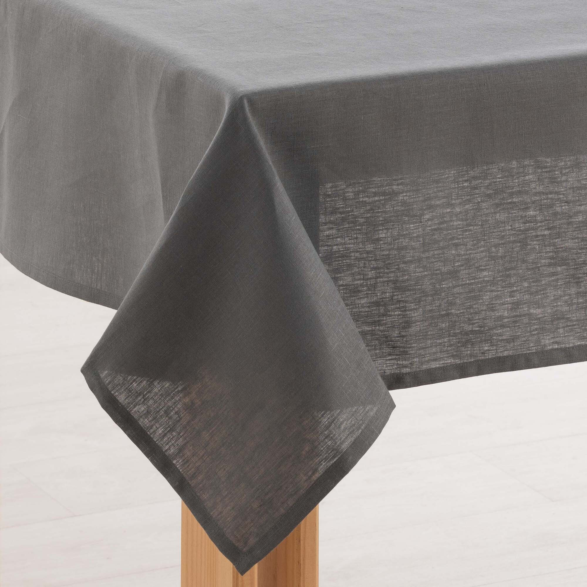 Nappe hydrofuge anti-taches en lin 100% Anthracite