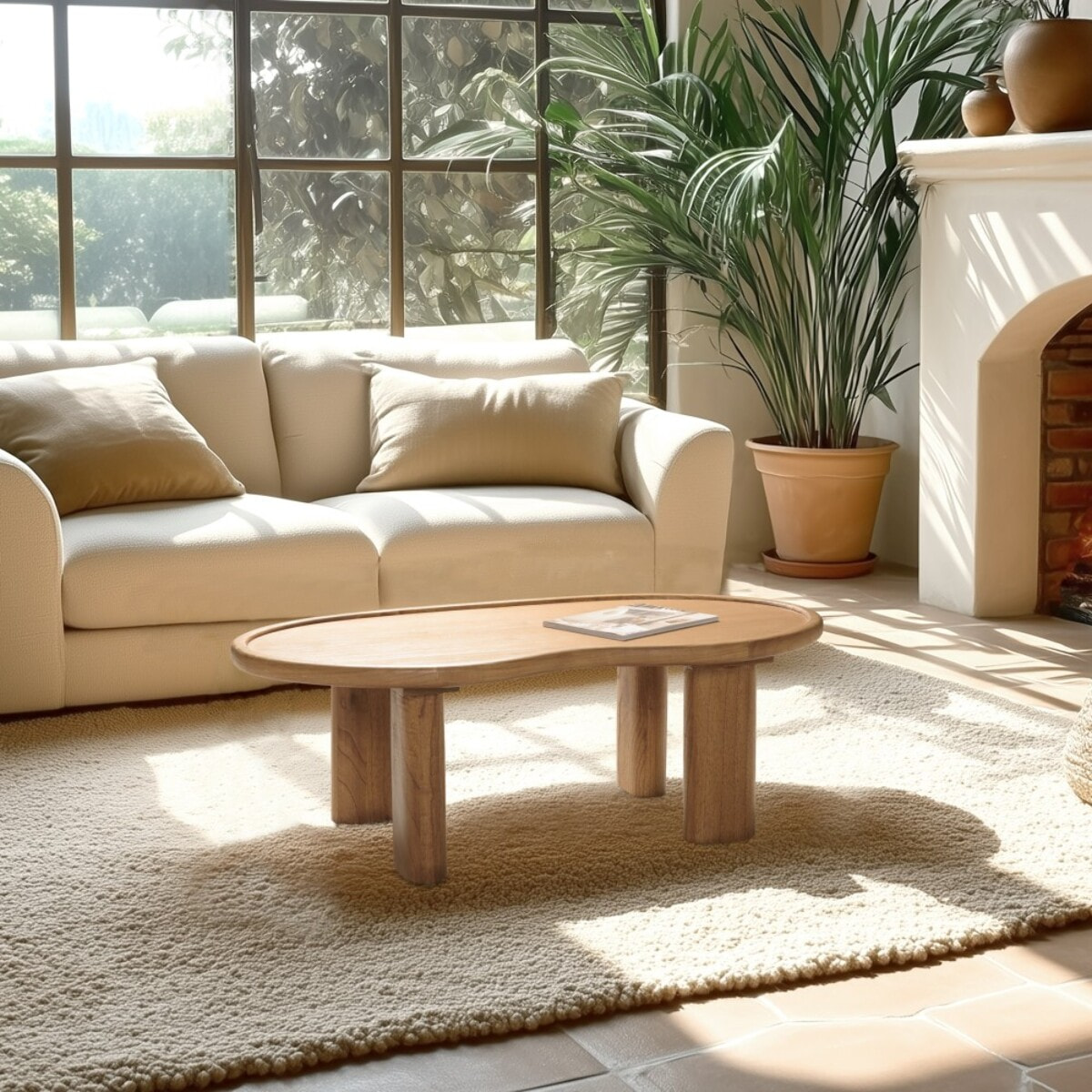 AMY - Table basse 120cm forme organique en bois de mindi AMY