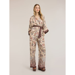 Motivi - Camicia kimono in raso con stampa - Rosa cipria