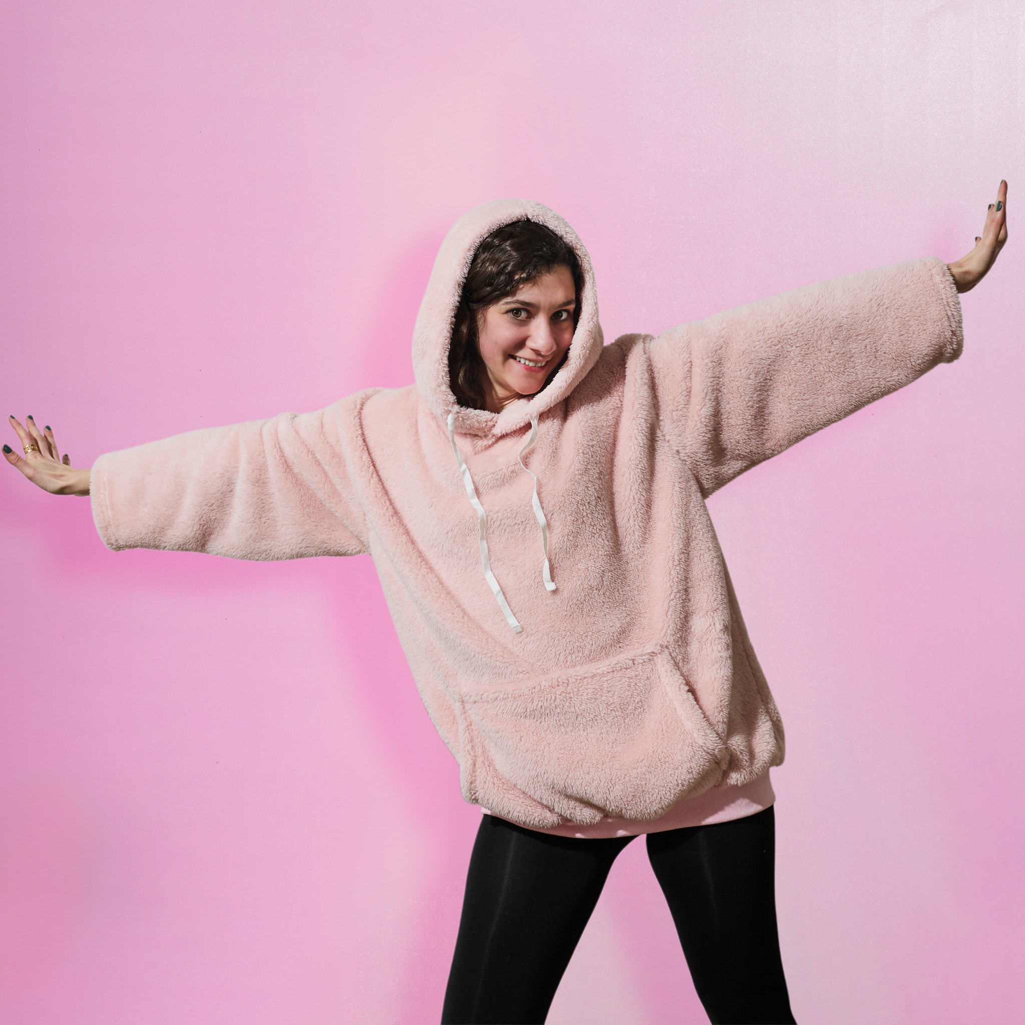 Sweat à Capuche - THE CONCEPT FACTORY - Flemme de Ouf - Rose et blanc