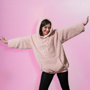 Sweat à Capuche - THE CONCEPT FACTORY - Flemme de Ouf - Rose et blanc