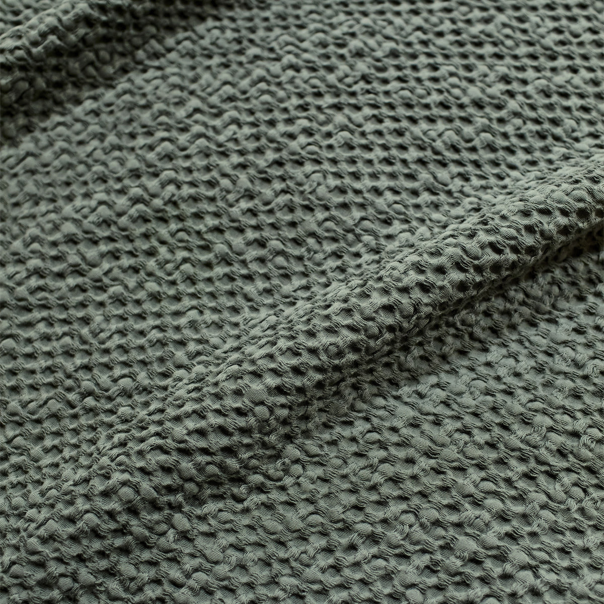 Couvre lit uni en coton, SONGE, Vert Fougère