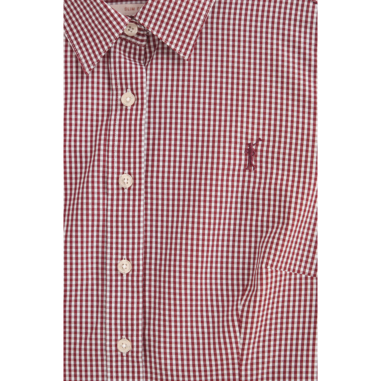 Camicia a quadri vichy borgogna con logo Rigby Go