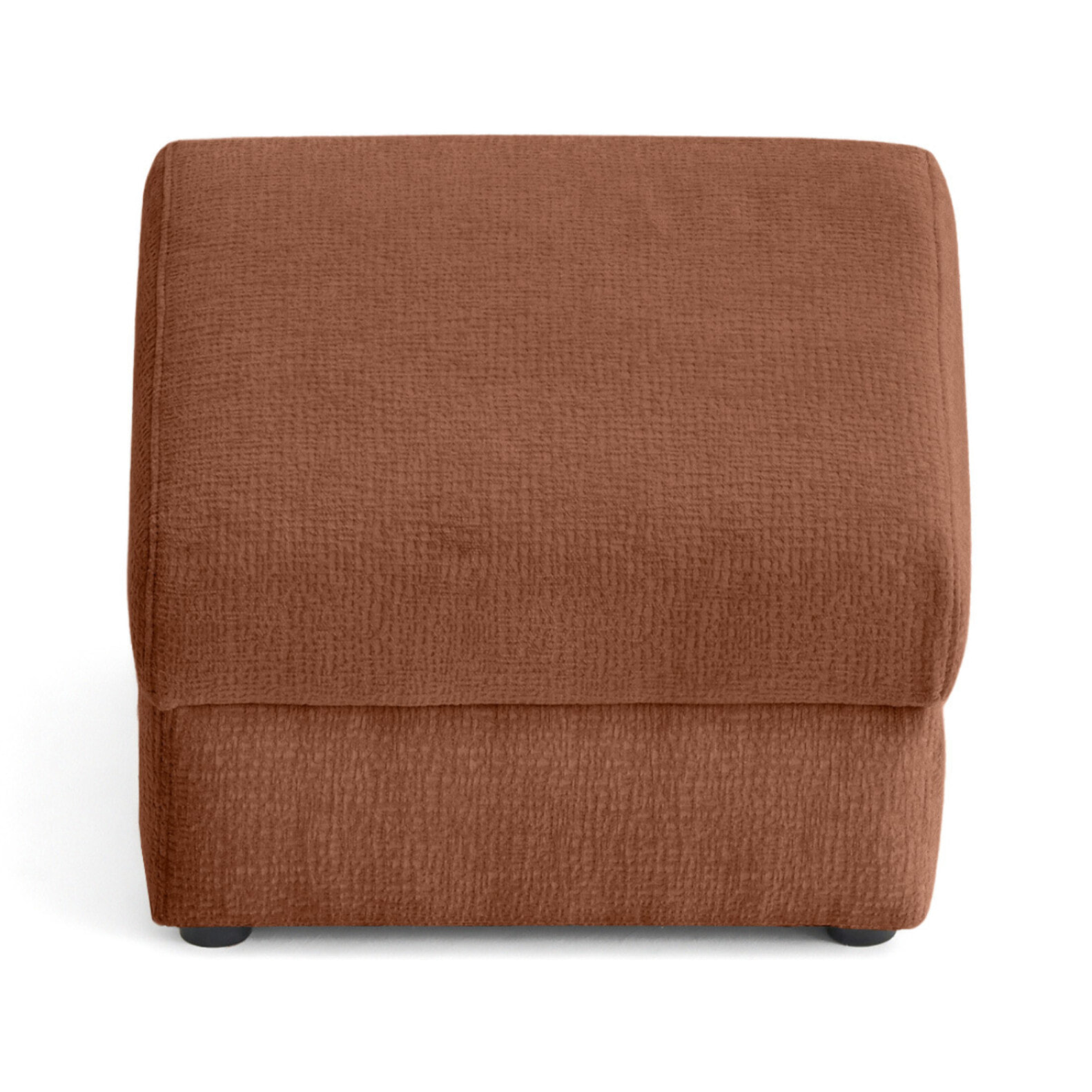 Bastille - pouf en tissu velours relief - Terracotta