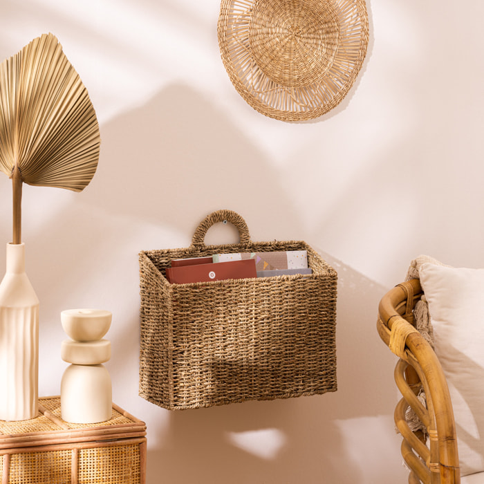 Panier à suspendre "Cora" en paille & métal 37x14cm
