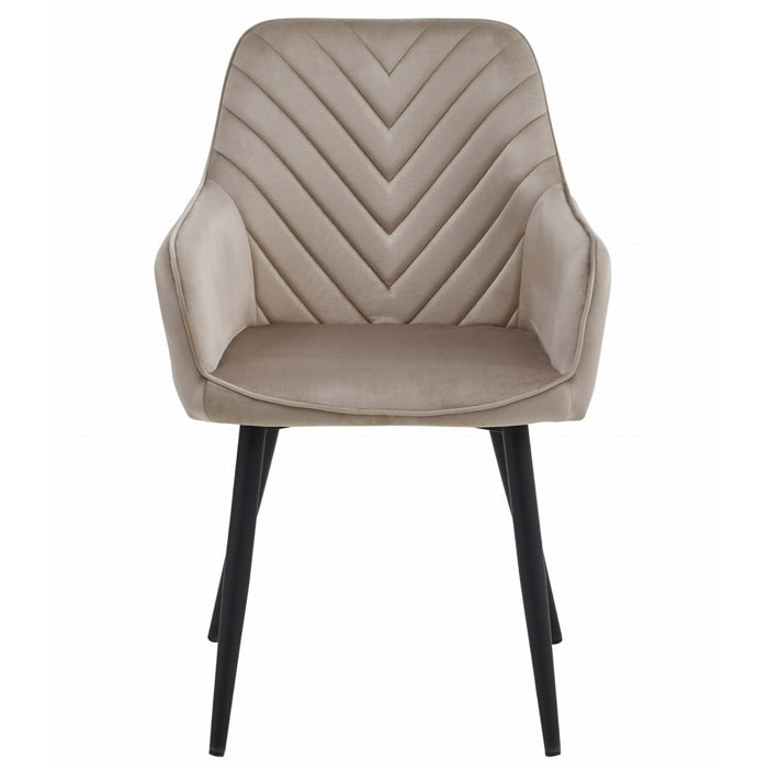 Sedia Nana in velluto beige scuro con gambe in metallo nero