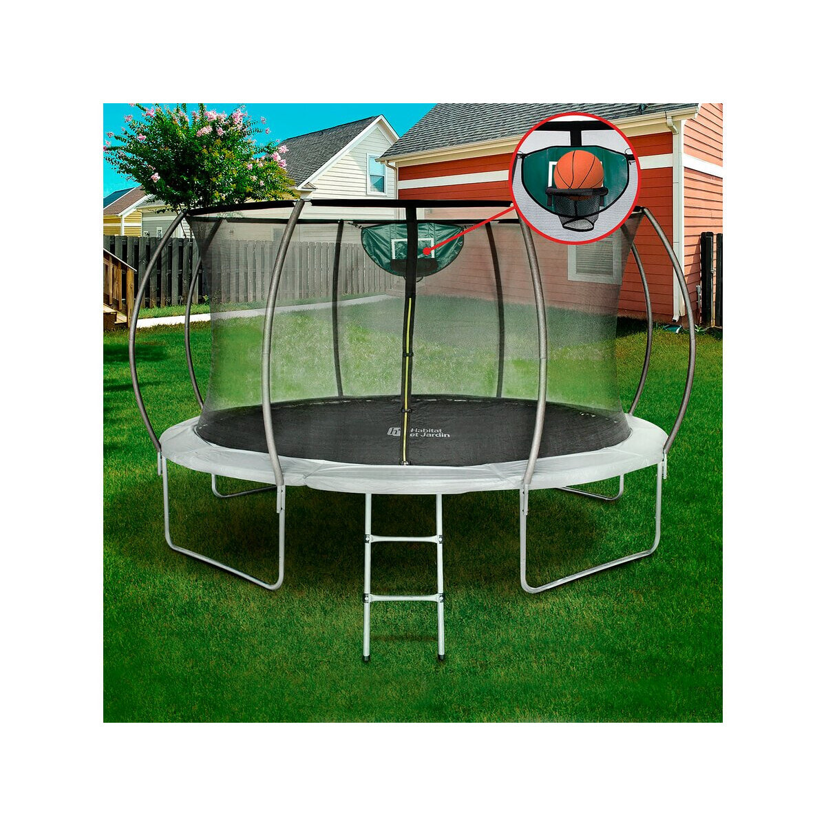 Trampoline avec filet intérieur "jumper" - Ø 4,25 m - Gris