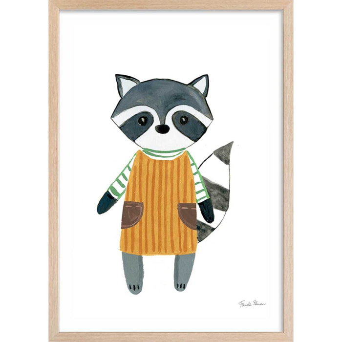 Affiche enfant maman raton  Affiche + cadre en bois - Chêne