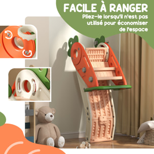 Toboggan pliable enfant 12-36 mois - panier basket, balle inclus - usage intérieur extérieur - HDPE orange beige