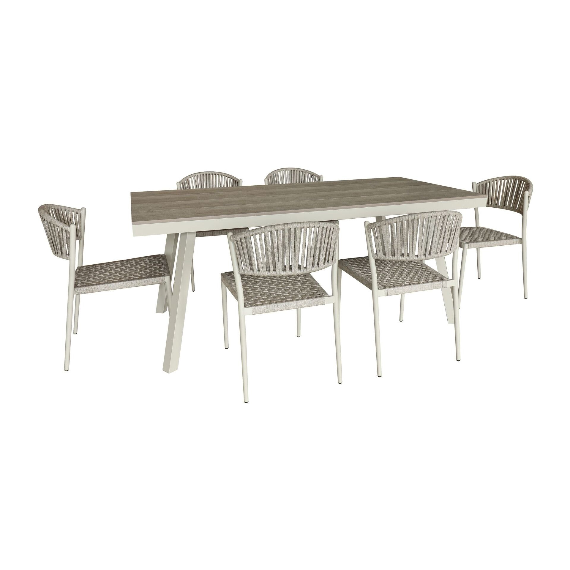 Ensemble de jardin table polywood blanc et chaises 6 places FIGARI