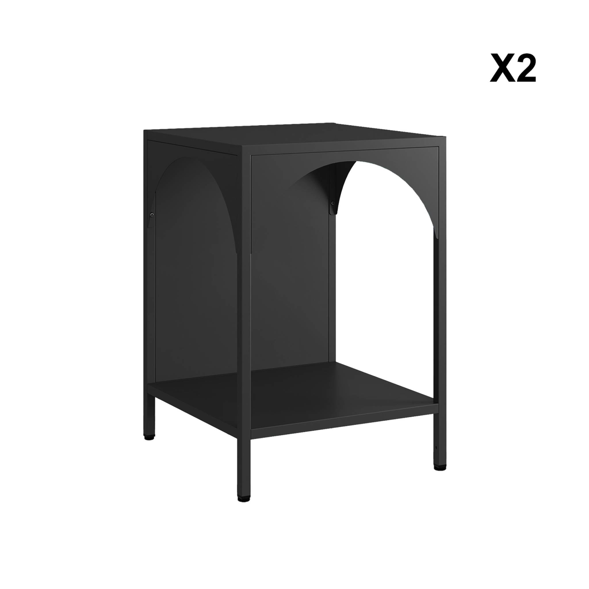 Lot de 2 tables de chevet. tables d'appoint en acier style industriel. noir. L 35 x l 35 x H 51cm