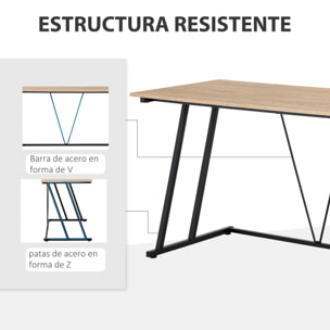 HOMCOM Escritorio Mesa de Ordenador 120x60x75 cm con Encimera de Madera y Patas de Metal Carga 30 kg Estilo Moderno para Oficina Estudio Dormitorio Natural y Negro