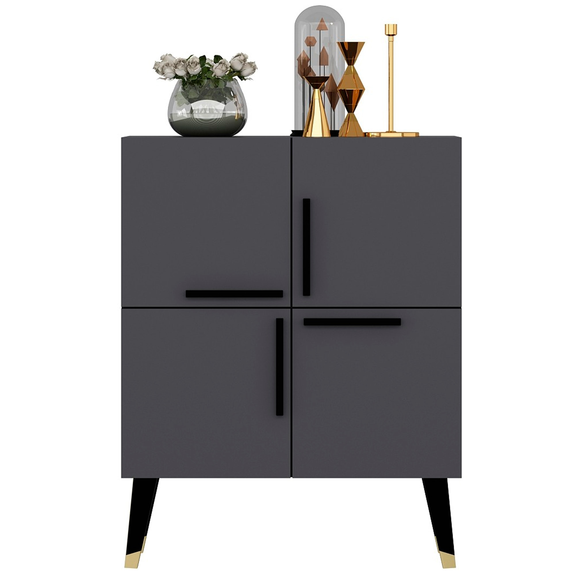 Mueble de nogal antracita con 100% tablero aglomerado rechapado en melamina.