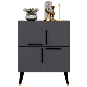 Mueble de nogal antracita con 100% tablero aglomerado rechapado en melamina.