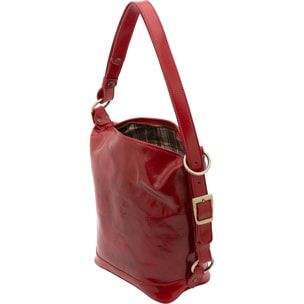 Borsa a secchiello  da donna In Vera pelle Made in Italy 34x33x15 cm