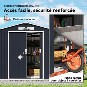 Abri de jardin - remise pour outils - cabanon porte verrouillable - dim. 213L x 130l x 185H cm - tôle d'acier gris