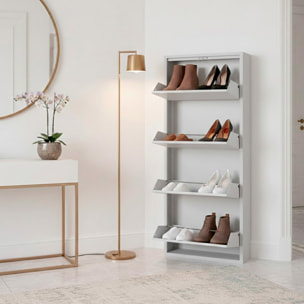 Scarpiera Slim In Metallo 3 Ante A Ribalta Ultra Sottile Salvaspazio Mobile Portascarpe Moderno Ingresso Camera Corridoio 104 x 50 x 15 Cm Grigio