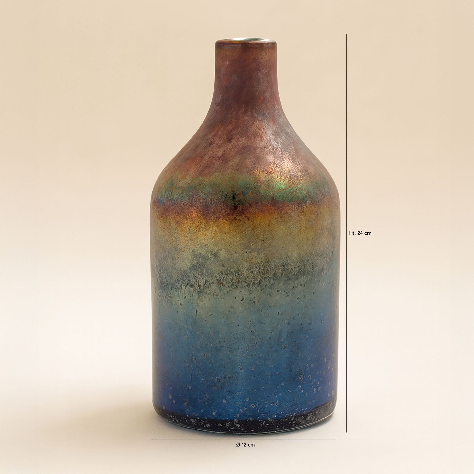 Vase bleu et rose en verre h24cm SUNSET