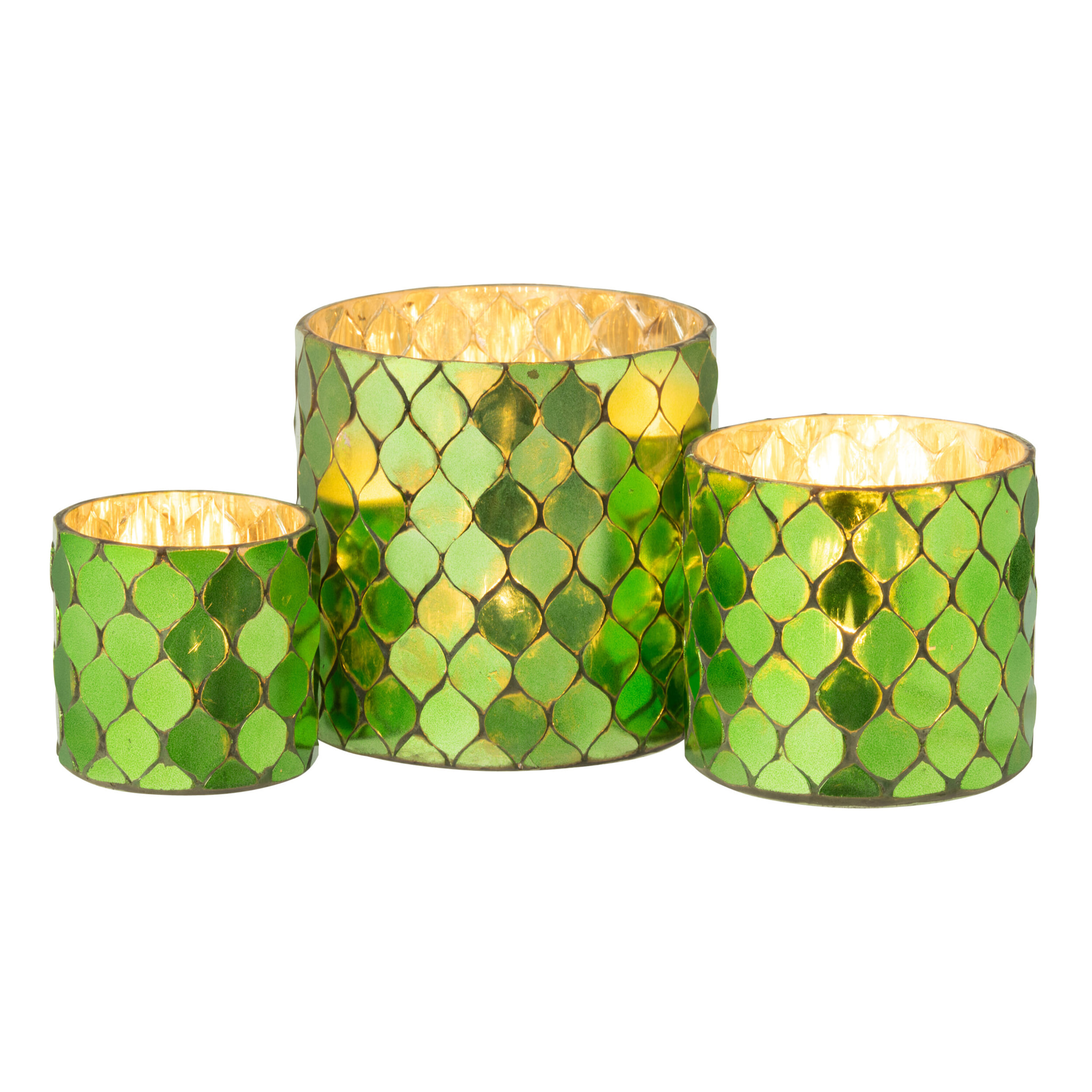 J-Line photophore Cylindre Mosaïque - verre - vert - large