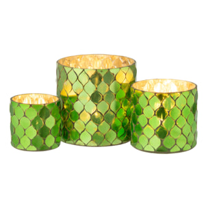 J-Line photophore Cylindre Mosaïque - verre - vert - large